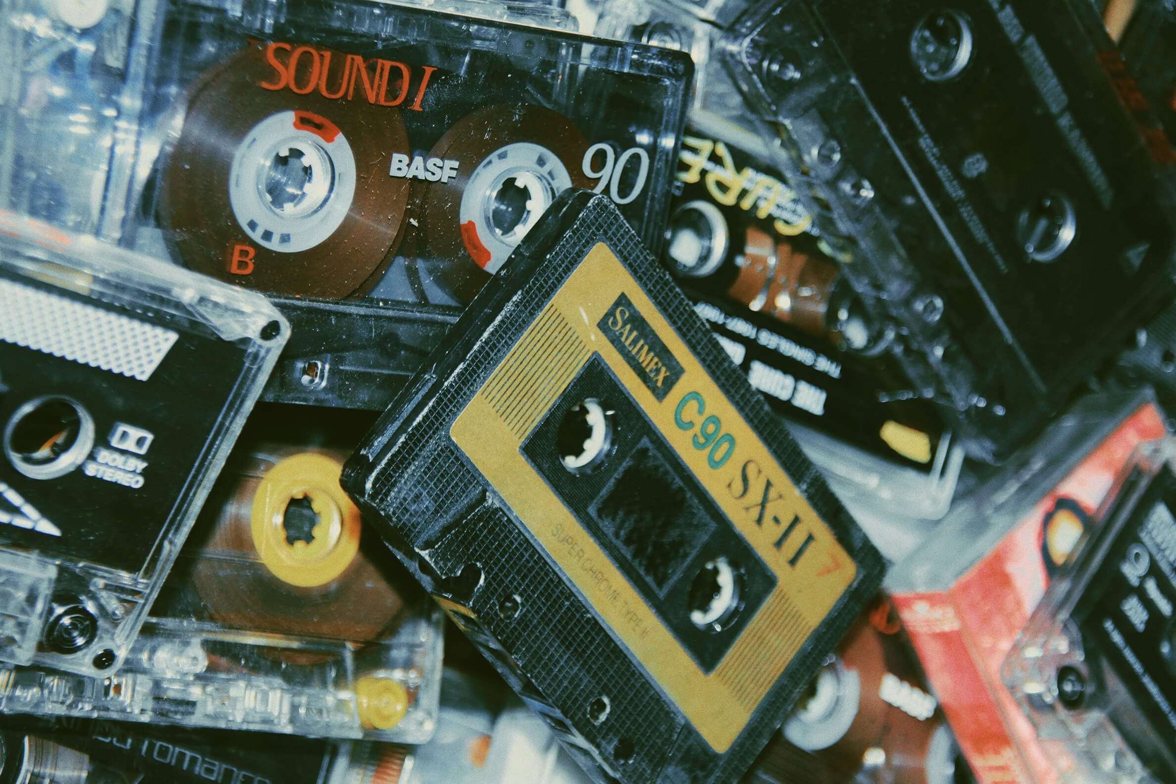 Photo of vintage cassettes.